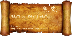 Méhes Kálmán névjegykártya